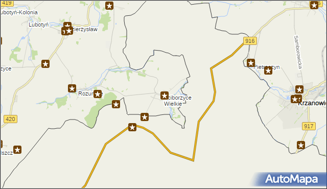 mapa Ściborzyce Wielkie, Ściborzyce Wielkie na mapie Targeo