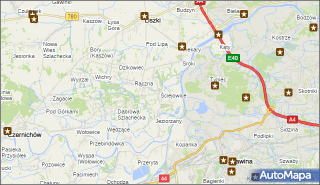 mapa Ściejowice, Ściejowice na mapie Targeo