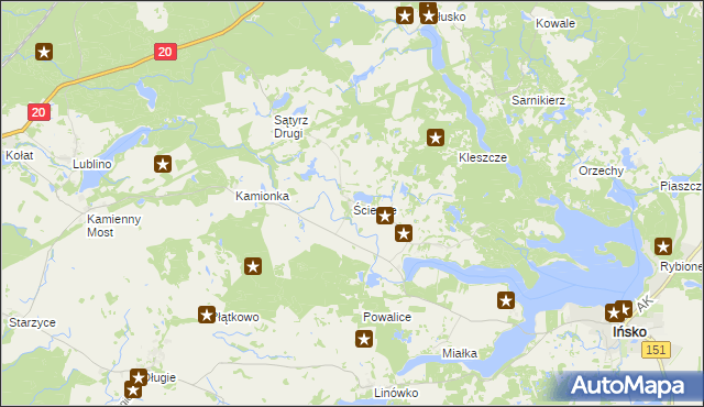 mapa Ścienne, Ścienne na mapie Targeo