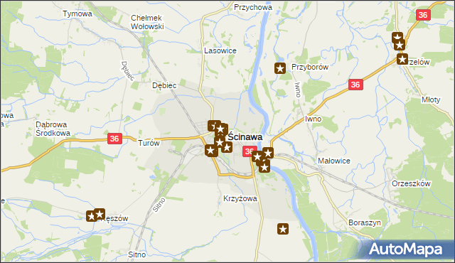 mapa Ścinawa powiat lubiński, Ścinawa powiat lubiński na mapie Targeo