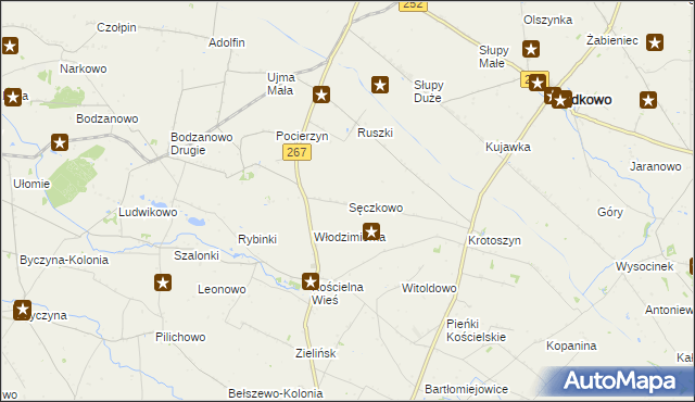 mapa Sęczkowo gmina Osięciny, Sęczkowo gmina Osięciny na mapie Targeo