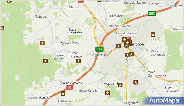 mapa Sędziwuje, Sędziwuje na mapie Targeo