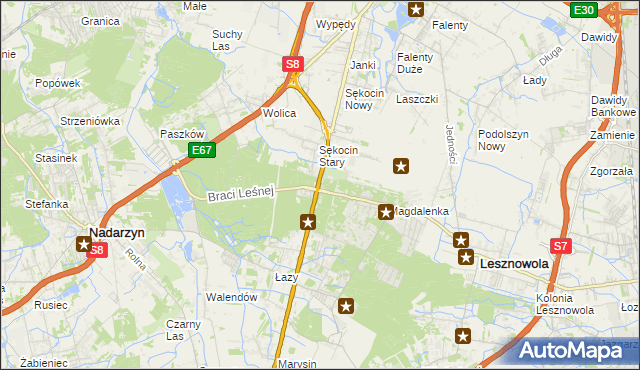 mapa Sękocin-Las, Sękocin-Las na mapie Targeo