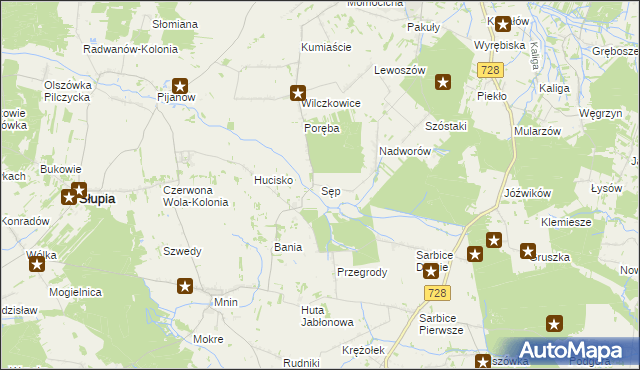 mapa Sęp, Sęp na mapie Targeo