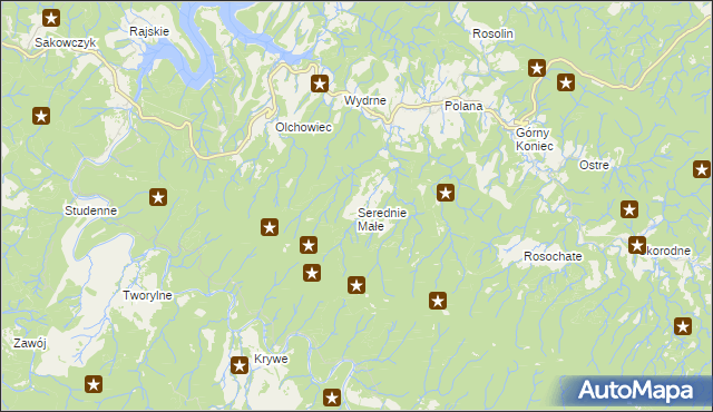 mapa Serednie Małe, Serednie Małe na mapie Targeo