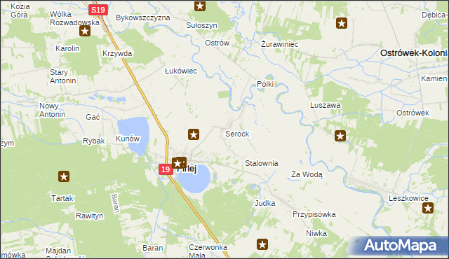 mapa Serock gmina Firlej, Serock gmina Firlej na mapie Targeo