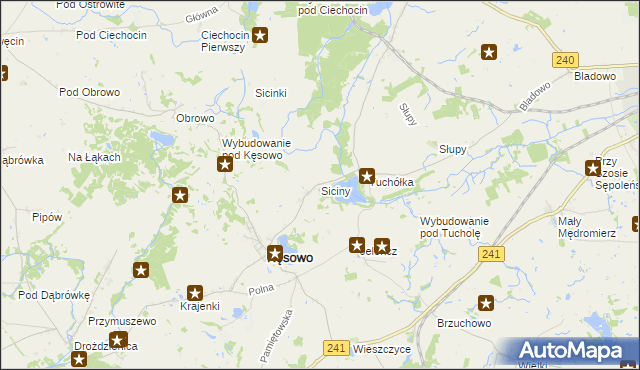 mapa Siciny gmina Kęsowo, Siciny gmina Kęsowo na mapie Targeo