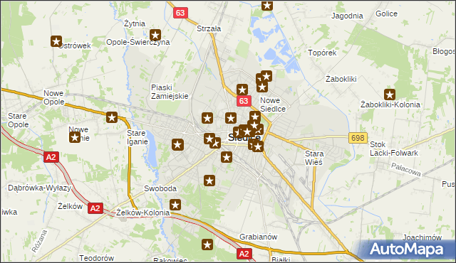 mapa Siedlce, Siedlce na mapie Targeo