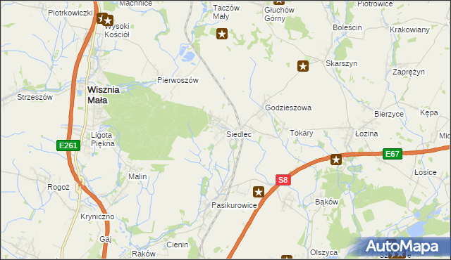 mapa Siedlec gmina Długołęka, Siedlec gmina Długołęka na mapie Targeo