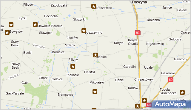 mapa Siedlec gmina Łęczyca, Siedlec gmina Łęczyca na mapie Targeo