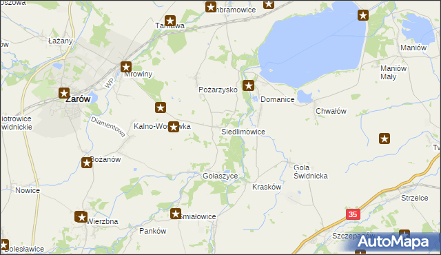 mapa Siedlimowice, Siedlimowice na mapie Targeo