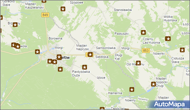 mapa Siedliska gmina Józefów, Siedliska gmina Józefów na mapie Targeo