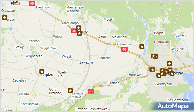 mapa Siedliska gmina Szczekociny, Siedliska gmina Szczekociny na mapie Targeo