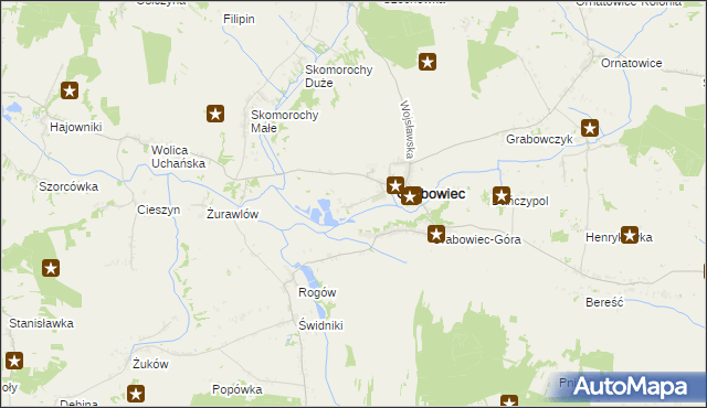mapa Siedlisko gmina Grabowiec, Siedlisko gmina Grabowiec na mapie Targeo