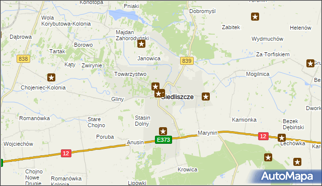 mapa Siedliszcze powiat chełmski, Siedliszcze powiat chełmski na mapie Targeo