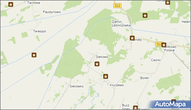mapa Siekowo, Siekowo na mapie Targeo
