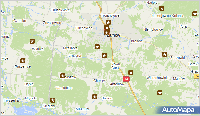 mapa Sielec gmina Żarnów, Sielec gmina Żarnów na mapie Targeo