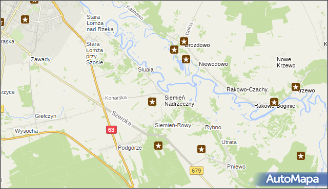 mapa Siemień Nadrzeczny, Siemień Nadrzeczny na mapie Targeo