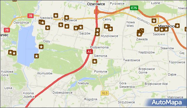 mapa Siemonia, Siemonia na mapie Targeo