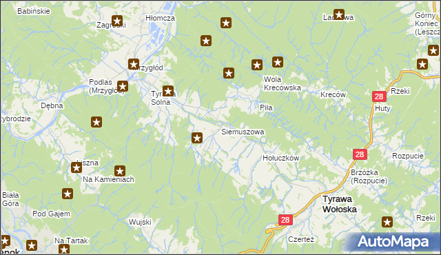 mapa Siemuszowa, Siemuszowa na mapie Targeo