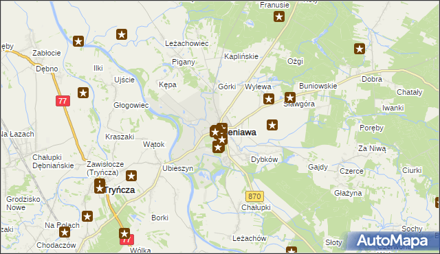 mapa Sieniawa powiat przeworski, Sieniawa powiat przeworski na mapie Targeo