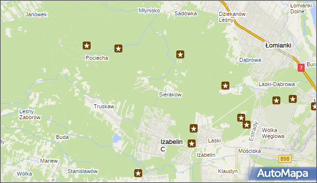 mapa Sieraków gmina Izabelin, Sieraków gmina Izabelin na mapie Targeo