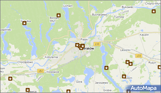 mapa Sieraków powiat międzychodzki, Sieraków powiat międzychodzki na mapie Targeo