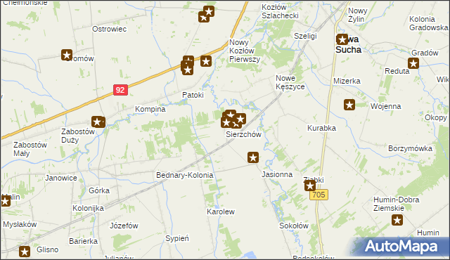 mapa Sierzchów gmina Bolimów, Sierzchów gmina Bolimów na mapie Targeo