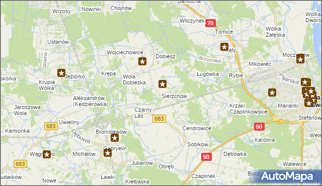 mapa Sierzchów gmina Góra Kalwaria, Sierzchów gmina Góra Kalwaria na mapie Targeo