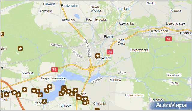 mapa Siewierz, Siewierz na mapie Targeo