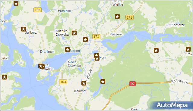 mapa Sikory gmina Czaplinek, Sikory gmina Czaplinek na mapie Targeo