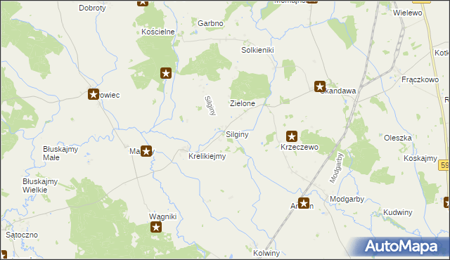 mapa Silginy, Silginy na mapie Targeo