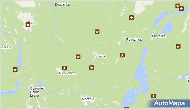 mapa Sitnica gmina Dobiegniew, Sitnica gmina Dobiegniew na mapie Targeo