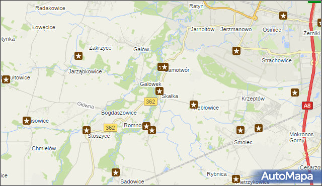 mapa Skałka gmina Kąty Wrocławskie, Skałka gmina Kąty Wrocławskie na mapie Targeo