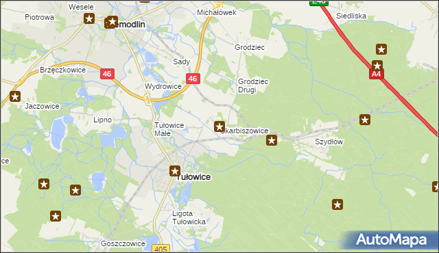 mapa Skarbiszowice, Skarbiszowice na mapie Targeo