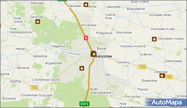 mapa Skaryszew, Skaryszew na mapie Targeo