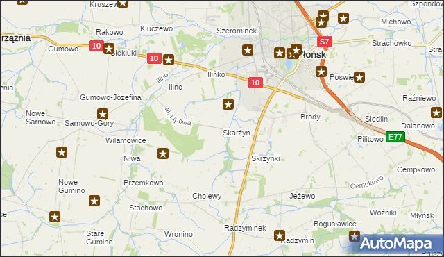 mapa Skarżyn gmina Płońsk, Skarżyn gmina Płońsk na mapie Targeo