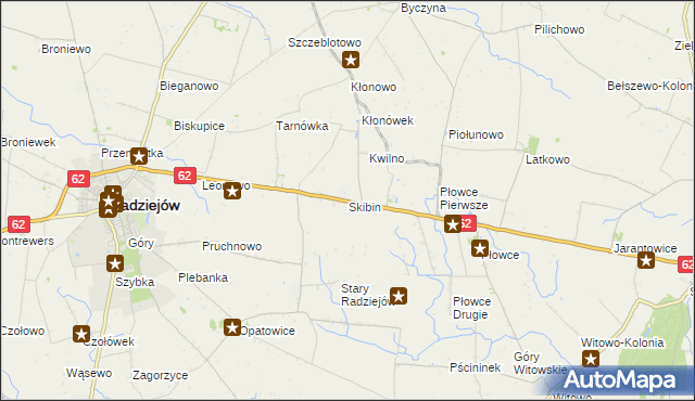 mapa Skibin gmina Radziejów, Skibin gmina Radziejów na mapie Targeo