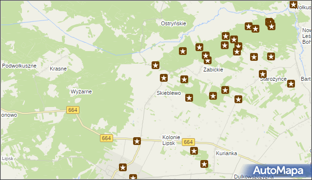 mapa Skieblewo, Skieblewo na mapie Targeo