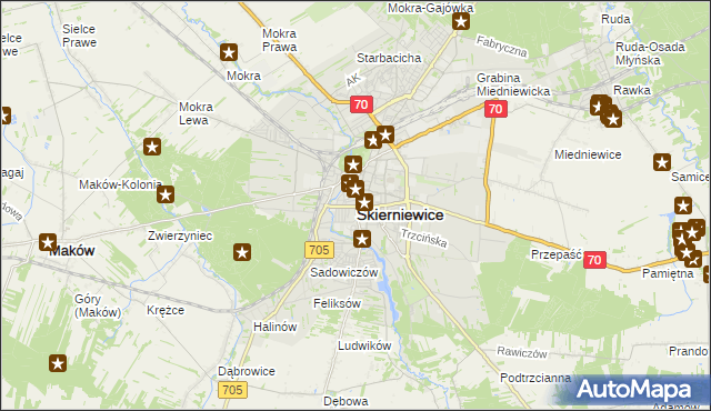 mapa Skierniewic, Skierniewice na mapie Targeo