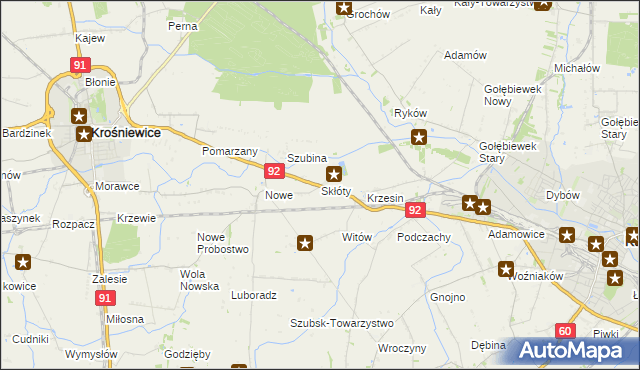 mapa Skłóty, Skłóty na mapie Targeo