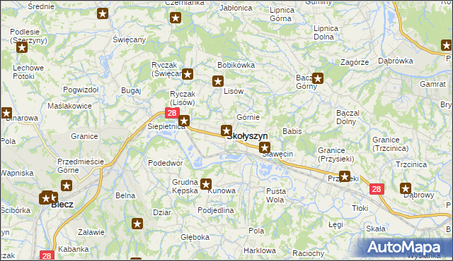 mapa Skołyszyn, Skołyszyn na mapie Targeo