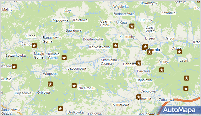 mapa Skomielna Czarna, Skomielna Czarna na mapie Targeo