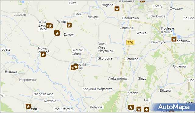 mapa Skorocice, Skorocice na mapie Targeo