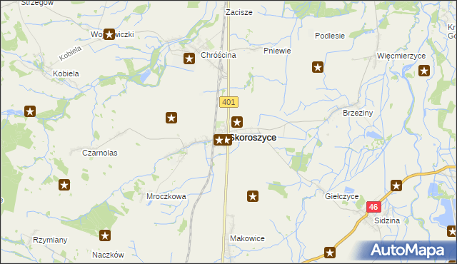 mapa Skoroszyce, Skoroszyce na mapie Targeo