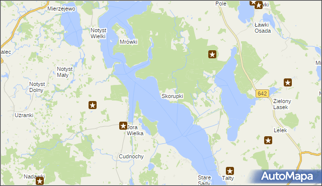 mapa Skorupki gmina Ryn, Skorupki gmina Ryn na mapie Targeo
