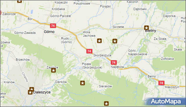 mapa Skorzeszyce, Skorzeszyce na mapie Targeo