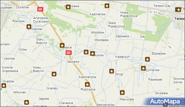 mapa Skotniki gmina Teresin, Skotniki gmina Teresin na mapie Targeo