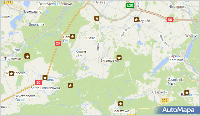 mapa Skrzeszewo gmina Żukowo, Skrzeszewo gmina Żukowo na mapie Targeo