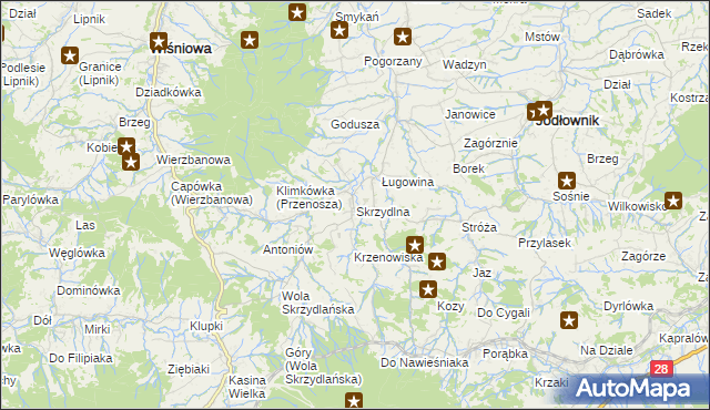 mapa Skrzydlna, Skrzydlna na mapie Targeo